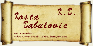 Kosta Dabulović vizit kartica